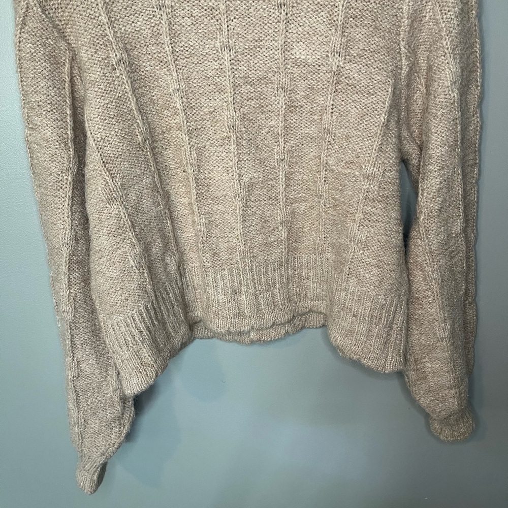 New In Rose Crochet Button Cabled Soft Beige Cardigan - Picture 9 of 11
